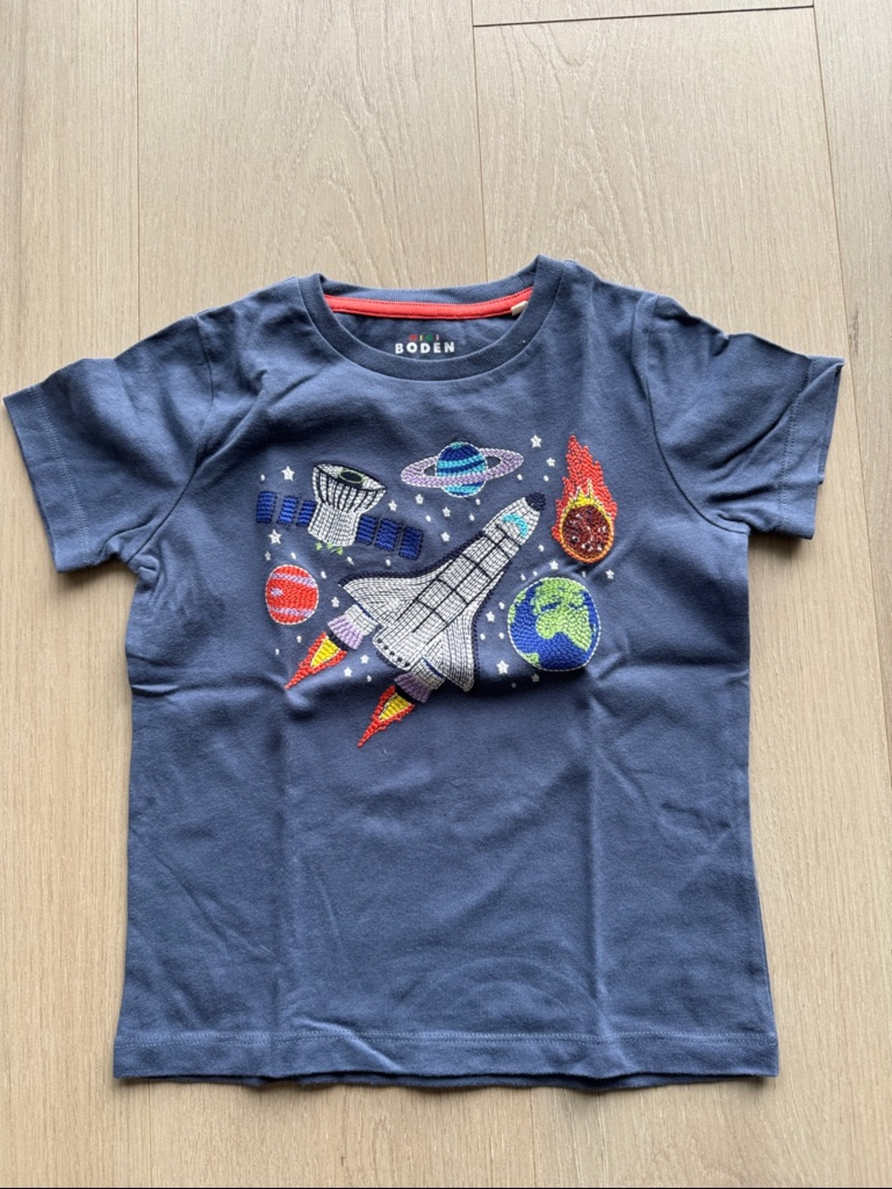 Boden Navy Space Shuttle & Planets Short Sleeve Tee